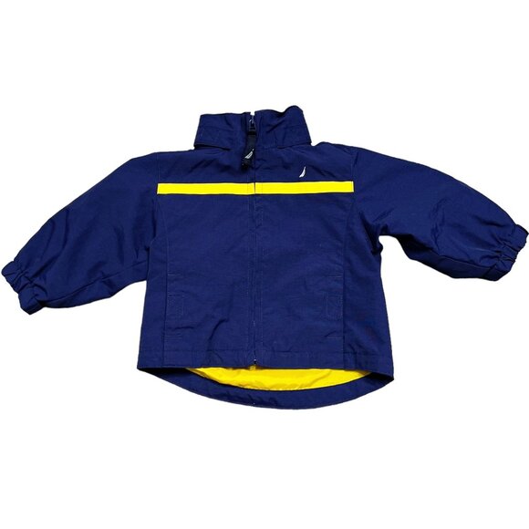 Nautica Jacket Baby Size 6-12 Months Navy Blue Yellow Soft Shell Full Zip - Picture 1 of 3